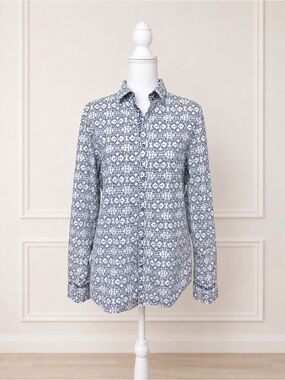 Rock & Roll-n-Soul Men’s Navy White Geometric Button Front Shirt